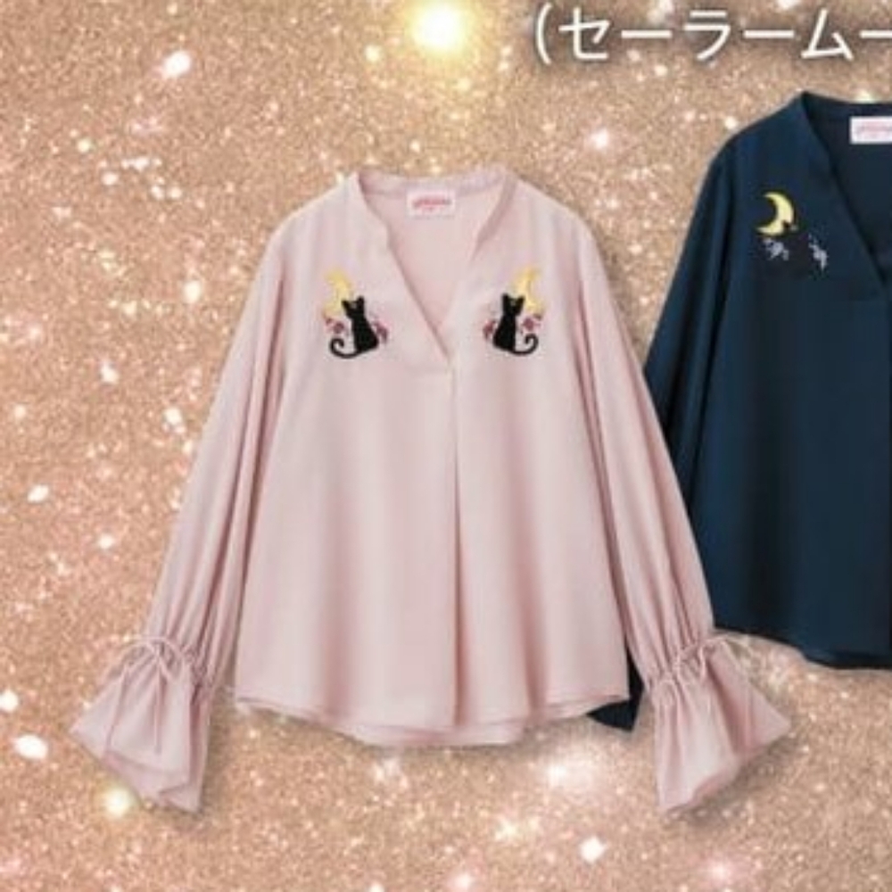 Rare GU Collaboration Embroidery Blouse Women's S Size (Japanese Size) Pink